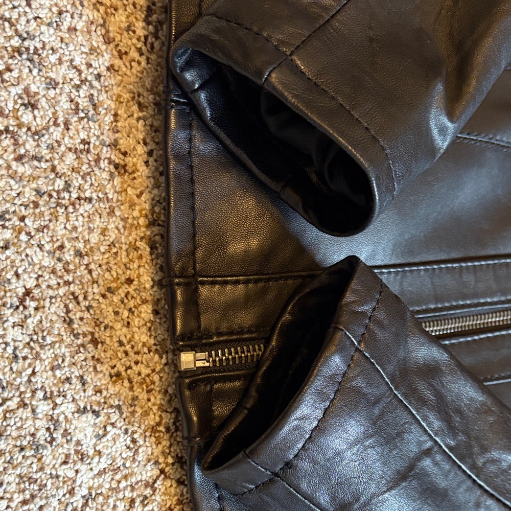 Michael Kors Black Leather Jacket for Women - Picture 5 of 9